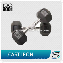 Cast iron rubber dumbbell with steel handle